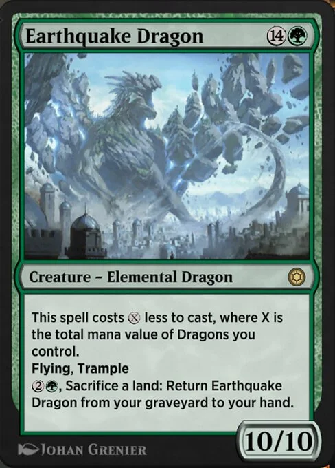 Earthquake Dragon, carta Magic di tipo Creature — Elemental Dragon illustrata da Johan Grenier