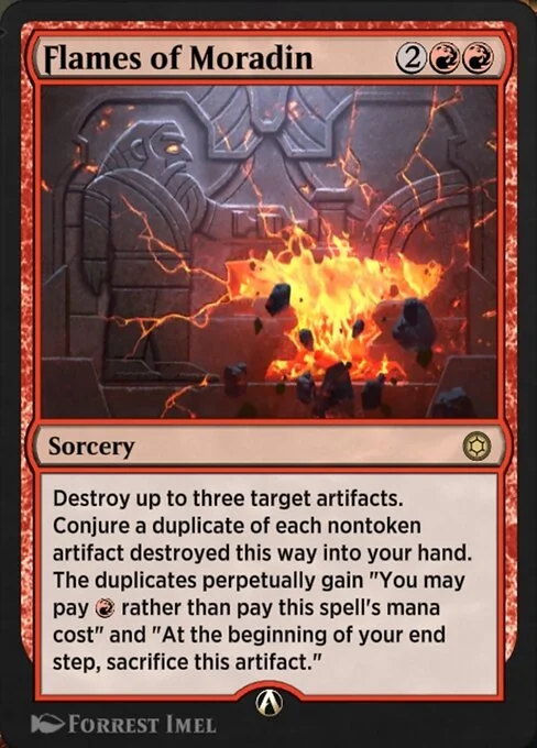 Flames of Moradin, carta Magic di tipo Sorcery illustrata da Forrest Imel