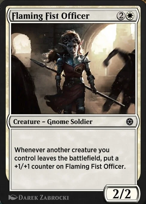 Flaming Fist Officer, carta Magic di tipo Creature — Gnome Soldier illustrata da Darek Zabrocki