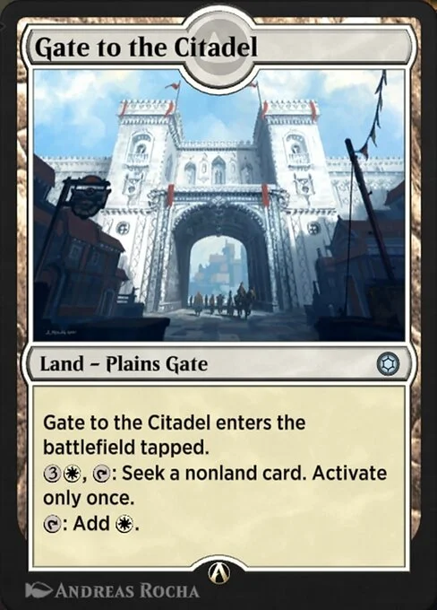 Gate to the Citadel, carta Magic di tipo Land — Plains Gate illustrata da Andreas Rocha