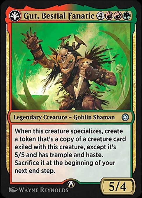 Gut, Bestial Fanatic, carta Magic di tipo Legendary Creature — Goblin Shaman illustrata da Wayne Reynolds