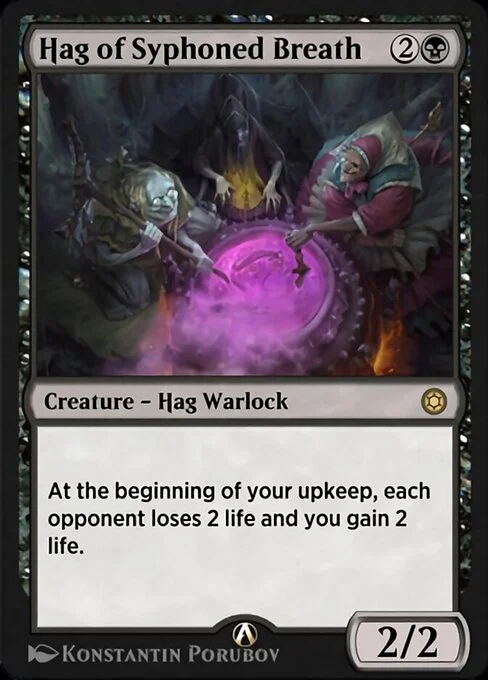 Hag of Syphoned Breath, carta Magic di tipo Creature — Hag Warlock illustrata da Konstantin Porubov