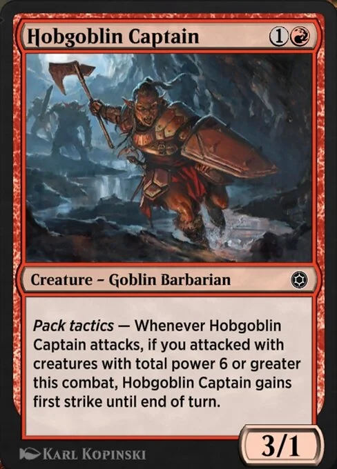 Hobgoblin Captain, carta Magic di tipo Creature — Goblin Barbarian illustrata da Karl Kopinski