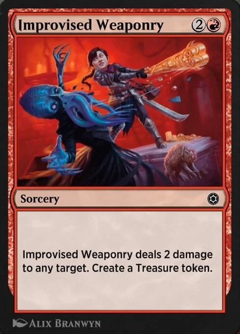 Improvised Weaponry, carta Magic di tipo Sorcery illustrata da Alix Branwyn