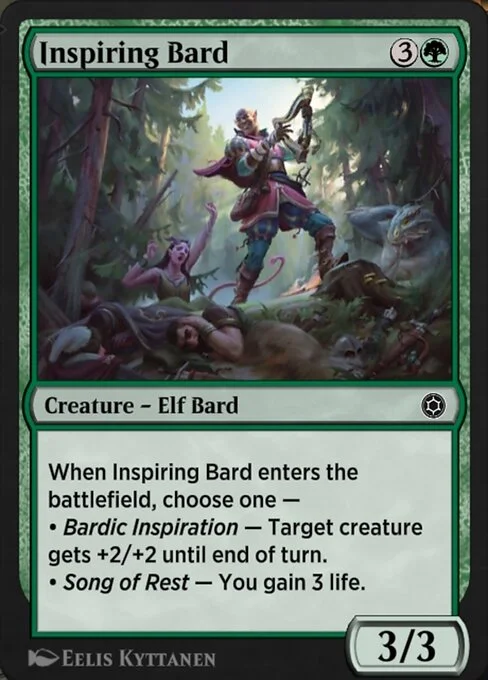 Inspiring Bard, carta Magic di tipo Creature — Elf Bard illustrata da Eelis Kyttanen