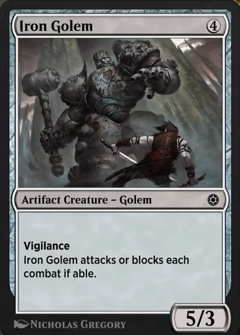 Iron Golem, carta Magic di tipo Artifact Creature — Golem illustrata da Nicholas Gregory
