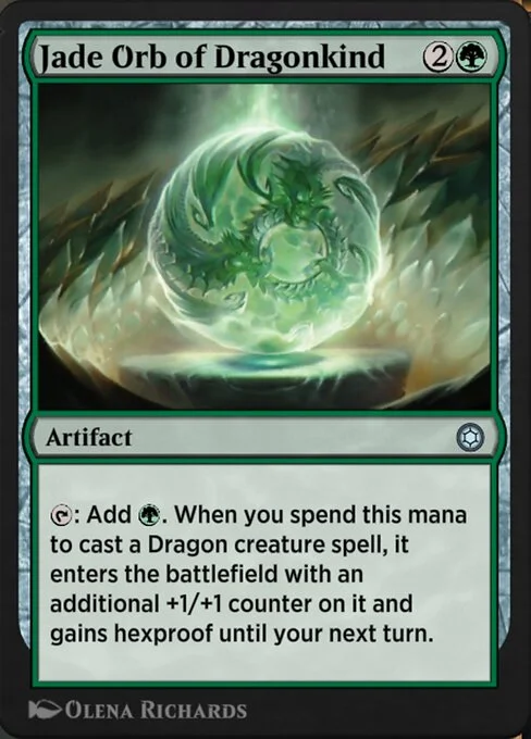 Jade Orb of Dragonkind, carta Magic di tipo Artifact illustrata da Olena Richards