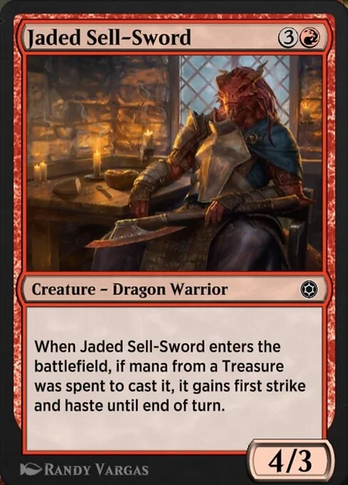 Jaded Sell-Sword, carta Magic di tipo Creature — Dragon Warrior illustrata da Randy Vargas