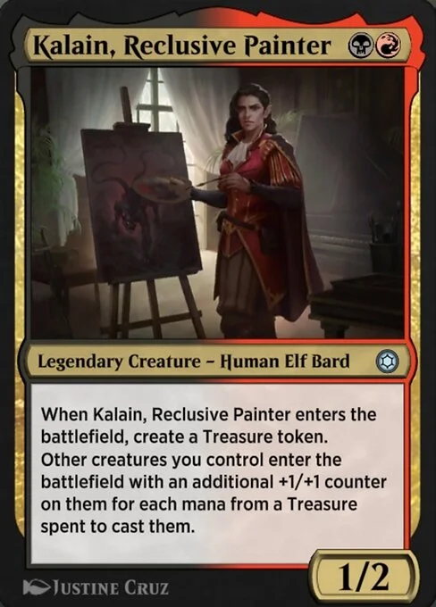 Kalain, Reclusive Painter, carta Magic di tipo Legendary Creature — Human Elf Bard illustrata da Justine Cruz