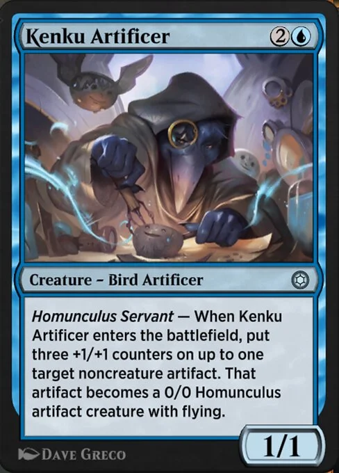 Kenku Artificer, carta Magic di tipo Creature — Bird Artificer illustrata da Dave Greco
