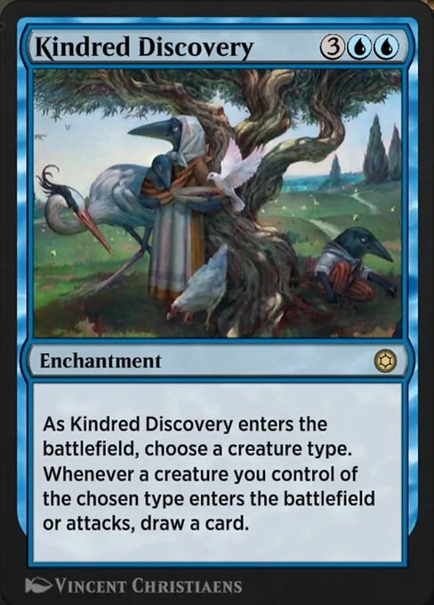 Kindred Discovery, carta Magic di tipo Enchantment illustrata da Vincent Christiaens
