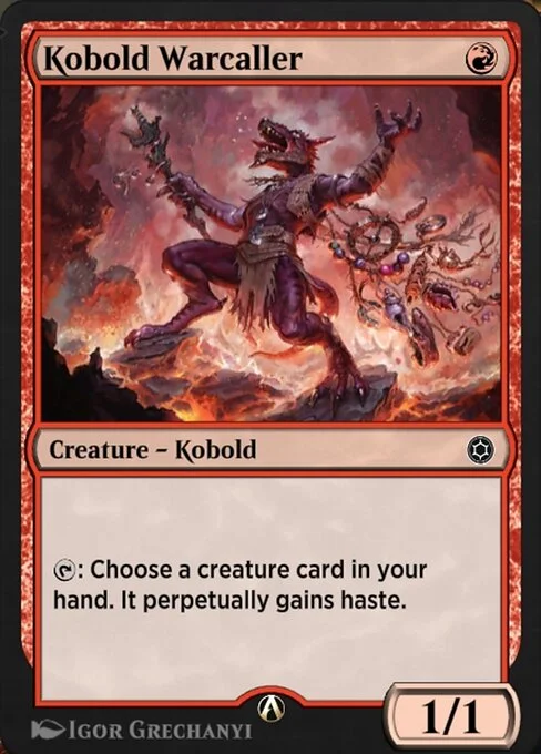 Kobold Warcaller, carta Magic di tipo Creature — Kobold illustrata da Igor Grechanyi