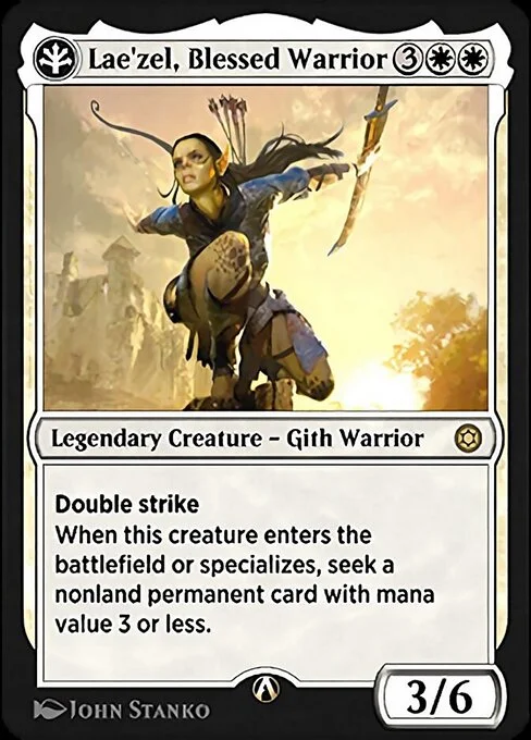 Lae'zel, Blessed Warrior, carta Magic di tipo Legendary Creature — Gith Warrior illustrata da John Stanko
