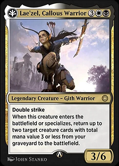 Lae'zel, Callous Warrior, carta Magic di tipo Legendary Creature — Gith Warrior illustrata da John Stanko