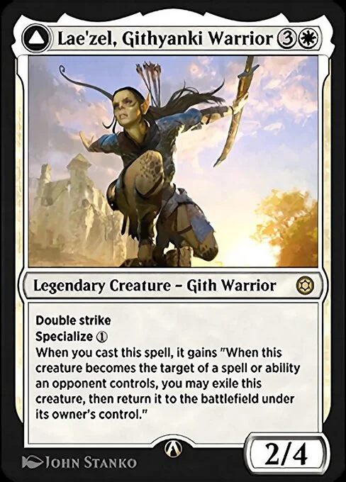 Lae'zel, Githyanki Warrior, carta Magic di tipo Legendary Creature — Gith Warrior illustrata da John Stanko