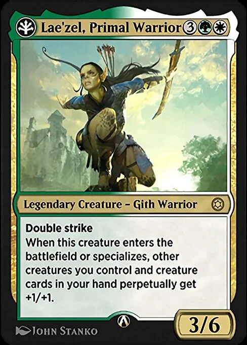 Lae'zel, Primal Warrior, carta Magic di tipo Legendary Creature — Gith Warrior illustrata da John Stanko