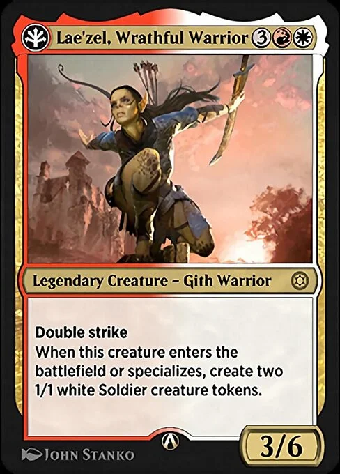 Lae'zel, Wrathful Warrior, carta Magic di tipo Legendary Creature — Gith Warrior illustrata da John Stanko