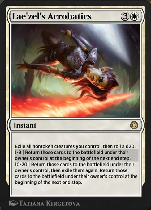 Lae'zel's Acrobatics, carta Magic di tipo Instant illustrata da Tatiana Kirgetova