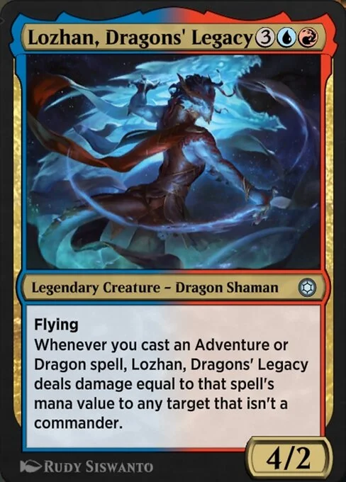 Lozhan, Dragons' Legacy, carta Magic di tipo Legendary Creature — Dragon Shaman illustrata da Rudy Siswanto