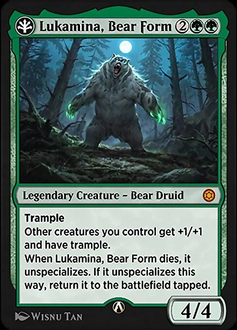 Lukamina, Bear Form, carta Magic di tipo Legendary Creature — Bear Druid illustrata da Wisnu Tan