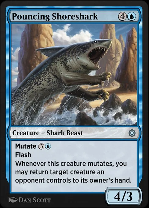 Pouncing Shoreshark, carta Magic di tipo Creature — Shark Beast illustrata da Dan Murayama Scott