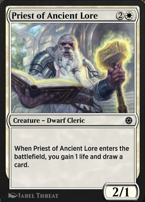 Priest of Ancient Lore, carta Magic di tipo Creature — Dwarf Cleric illustrata da Jarel Threat