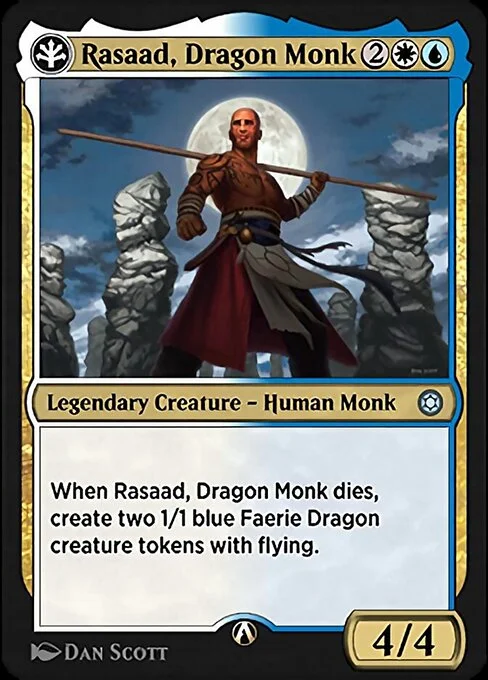 Rasaad, Dragon Monk, carta Magic di tipo Legendary Creature — Human Monk illustrata da Dan Murayama Scott