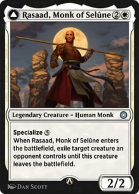 Rasaad, Monk of Selûne, carta Magic di tipo Legendary Creature — Human Monk illustrata da Dan Murayama Scott