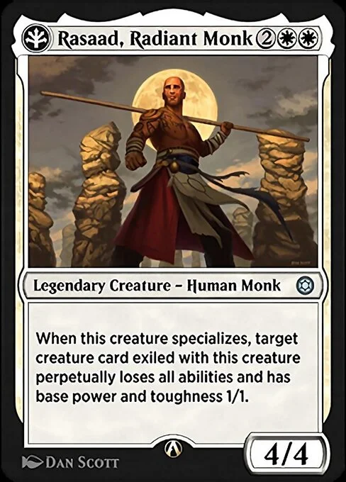 Rasaad, Radiant Monk, carta Magic di tipo Legendary Creature — Human Monk illustrata da Dan Murayama Scott