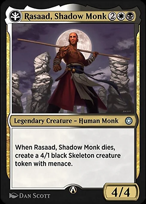 Rasaad, Shadow Monk, carta Magic di tipo Legendary Creature — Human Monk illustrata da Dan Murayama Scott