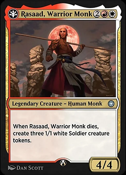 Rasaad, Warrior Monk, carta Magic di tipo Legendary Creature — Human Monk illustrata da Dan Murayama Scott