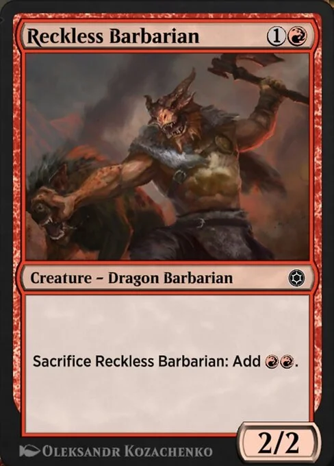 Reckless Barbarian, carta Magic di tipo Creature — Dragon Barbarian illustrata da Oleksandr Kozachenko