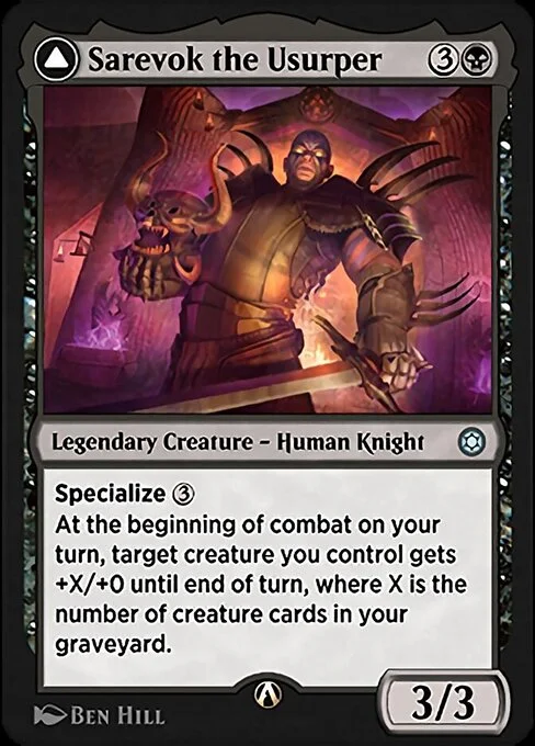Sarevok the Usurper, carta Magic di tipo Legendary Creature — Human Knight illustrata da Ben Hill