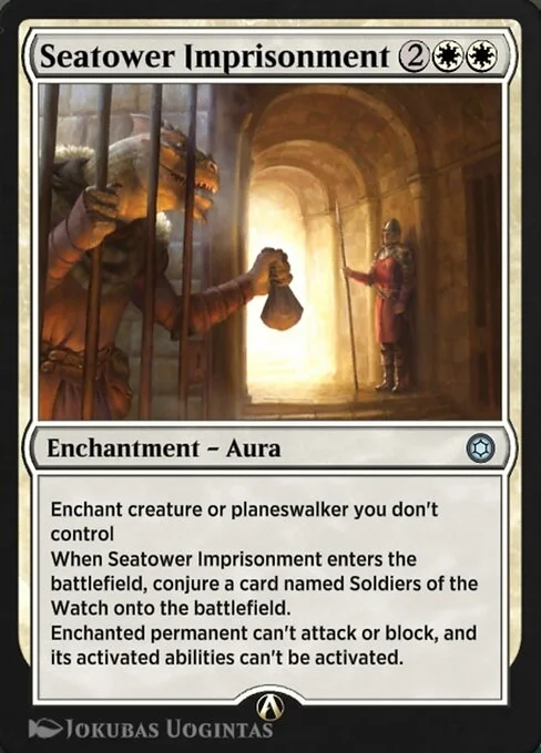 Seatower Imprisonment, carta Magic di tipo Enchantment — Aura illustrata da Jokubas Uogintas