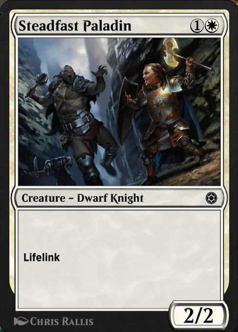 Steadfast Paladin, carta Magic di tipo Creature — Dwarf Knight illustrata da Chris Rallis