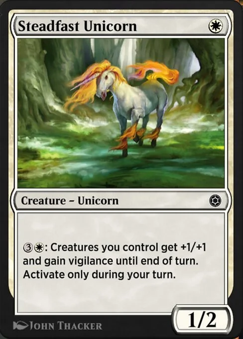Steadfast Unicorn, carta Magic di tipo Creature — Unicorn illustrata da John Thacker