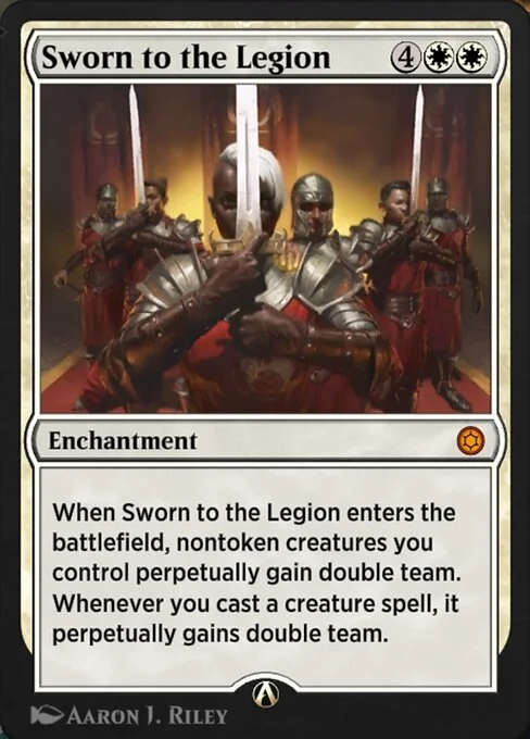 Sworn to the Legion, carta Magic di tipo Enchantment illustrata da Aaron J. Riley