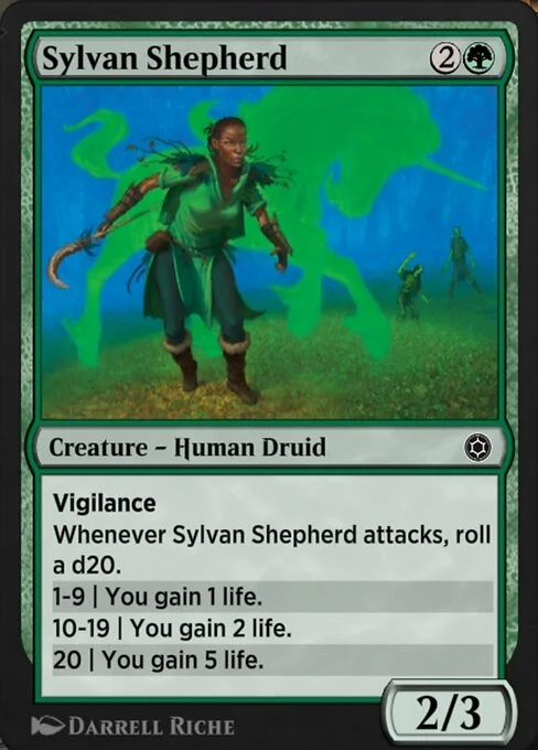 Sylvan Shepherd, carta Magic di tipo Creature — Human Druid illustrata da Darrell Riche