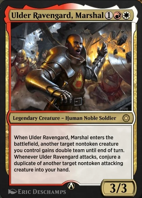 Ulder Ravengard, Marshal, carta Magic di tipo Legendary Creature — Human Noble Soldier illustrata da Eric Deschamps