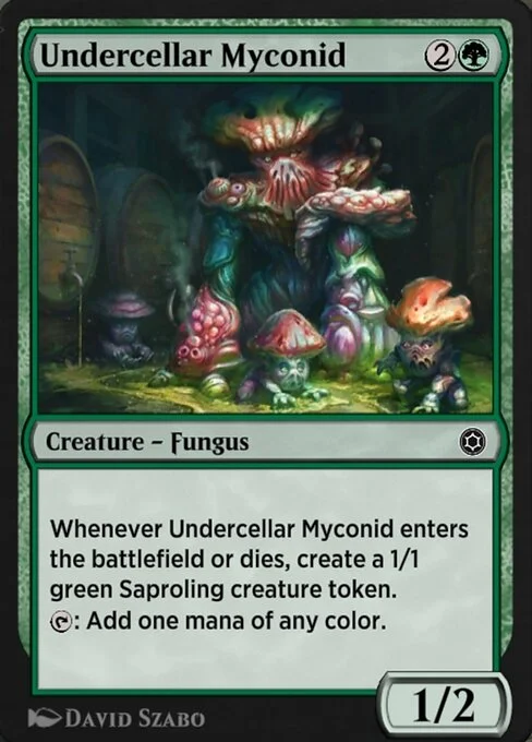 Undercellar Myconid, carta Magic di tipo Creature — Fungus illustrata da David Szabo