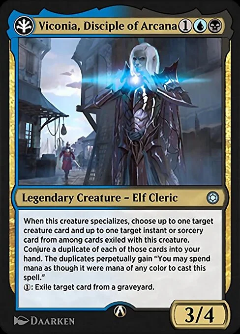 Viconia, Disciple of Arcana, carta Magic di tipo Legendary Creature — Elf Cleric illustrata da Daarken