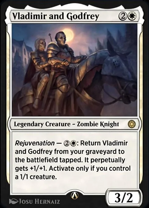 Vladimir and Godfrey, carta Magic di tipo Legendary Creature — Zombie Knight illustrata da Josu Hernaiz