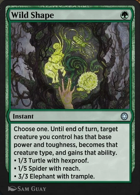 Wild Shape, carta Magic di tipo Instant illustrata da Sam Guay