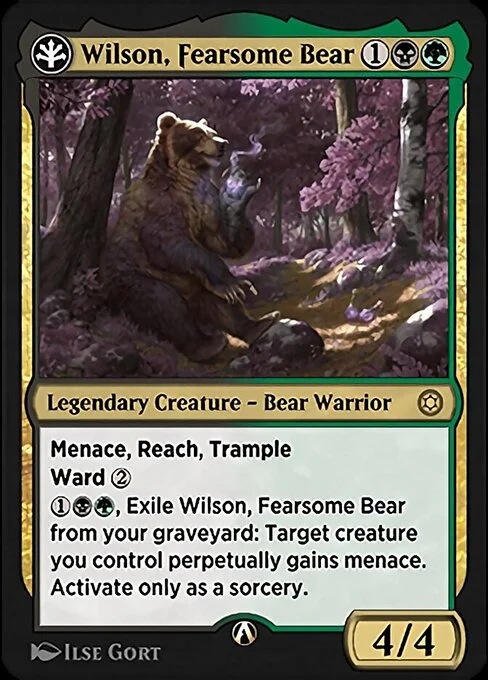 Wilson, Fearsome Bear, carta Magic di tipo Legendary Creature — Bear Warrior illustrata da Ilse Gort