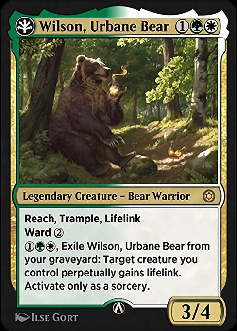 Wilson, Urbane Bear, carta Magic di tipo Legendary Creature — Bear Warrior illustrata da Ilse Gort