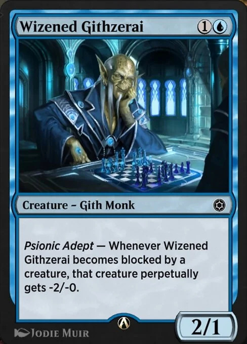 Wizened Githzerai, carta Magic di tipo Creature — Gith Monk illustrata da Jodie Muir