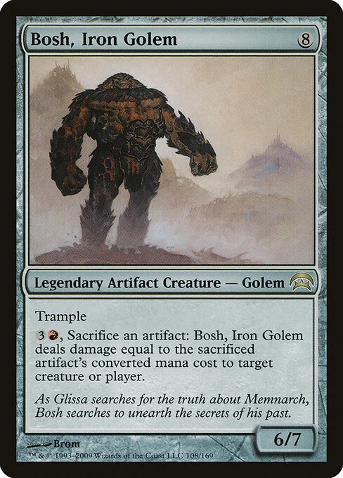 Bosh, Iron Golem, carta Magic di tipo Legendary Artifact Creature — Golem illustrata da Brom