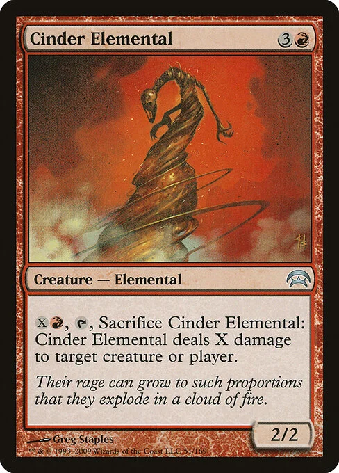 Cinder Elemental, carta Magic di tipo Creature — Elemental illustrata da Greg Staples