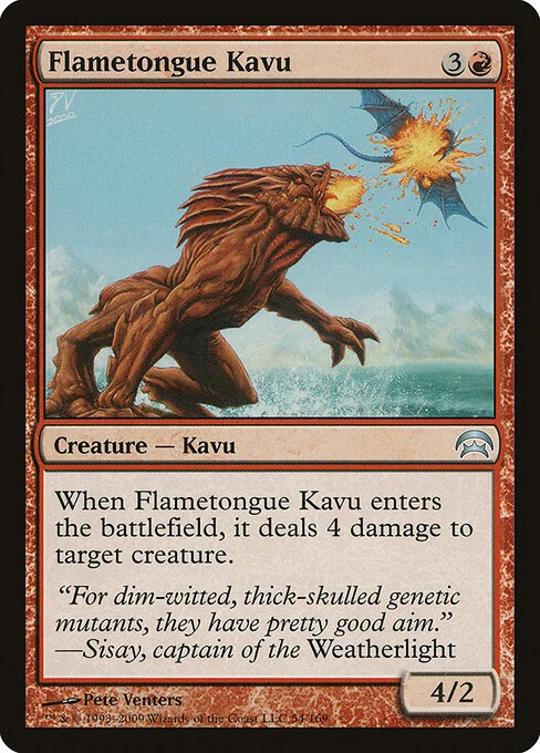 Flametongue Kavu, carta Magic di tipo Creature — Kavu illustrata da Pete Venters