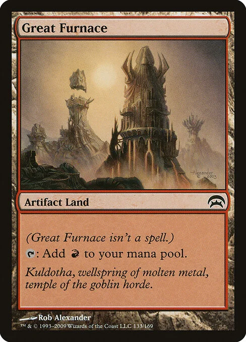 Great Furnace, carta Magic di tipo Artifact Land illustrata da Rob Alexander
